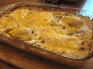 Campbell’s Cheesy Chicken and Rice Casserole
