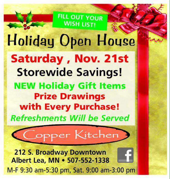 Holiday Open House at Copper Kitchen in Albert Lea, MN